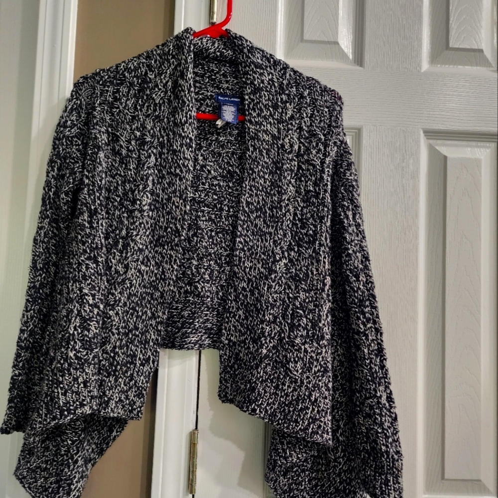 Black and white, handkerchief end, cardigan